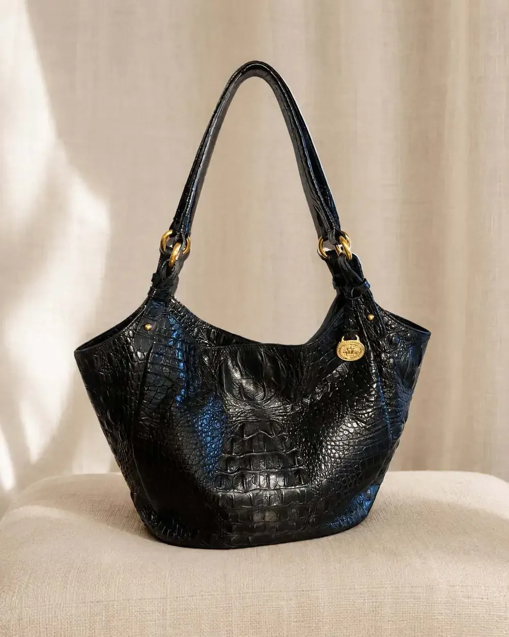 Brahmin Melbourne Croc Embossed Leather Shoulder Tote